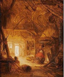 Interior De Una Cabana Concampesinos by Isaack Jansz. van Ostade