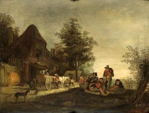 Figures Before A Country Inn by Isaack Jansz. van Ostade