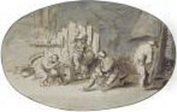 Interior With Carousing Peasants - view 1