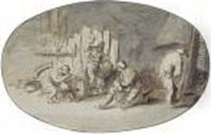 Interior With Carousing Peasants