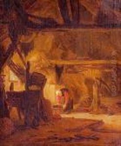 Paysanne Dans Une Grange by Isaack Jansz. van Ostade