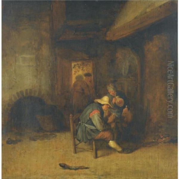 Peasants Smoking And Drinking In An Inn - view 1