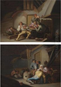 The Sense Of Sight; The Sense Of Taste by Isaack Jansz. van Ostade