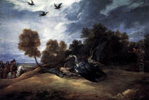 Heron Hunting with the Archduke Leopold Wilhelm by David The Younger Teniers