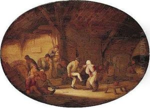 Peasants Dancing In A Barn Interior