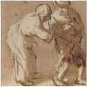 Pen And Brown Ink And Wash Over 
Black Chalk. On The Verso, A Fragmentary Sketch Of A Leg In Pen And 
Brown Ink Over Red Chalk. by Isaack Jansz. van Ostade