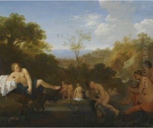 Landscape With Nymphs Bathing by Cornelis Van Poelenburch