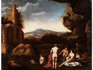 Junge Frauen Beim Bad by Cornelis Van Poelenburch