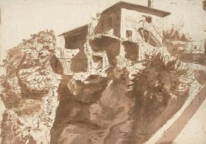 An Italian Farmhouse On A Rocky Crag