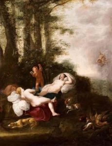 Ninfe E Putti In Un Bosco by Cornelis Van Poelenburch