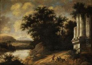 Sudliche Fantasielandschaft Mit Antiker Tempelruine