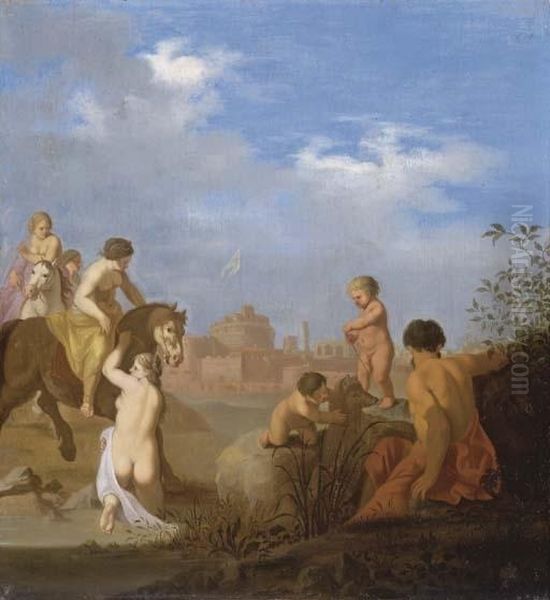 Clelie Traversant Le Tibre, Avec Le Chateau Saint-ange Dans Le Fond - view 1