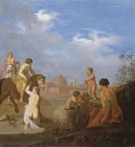 Clelie Traversant Le Tibre, Avec Le Chateau Saint-ange Dans Le Fond thumbnail