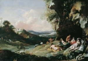 Landschaft Mit Einem Satyr Und Lagernden