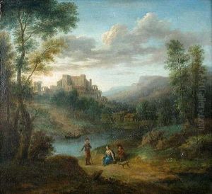 Italianate Landscape With Travellers And A Hound On A Track