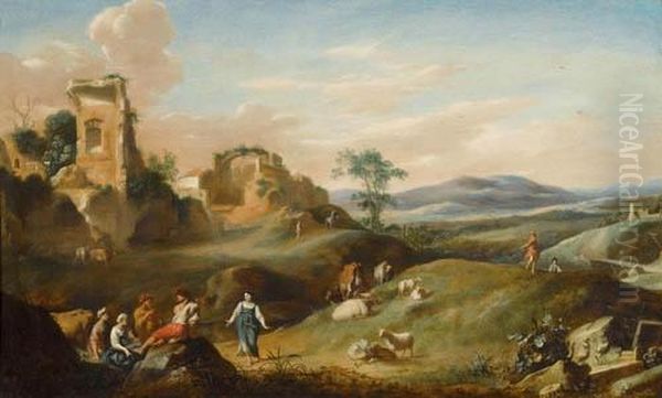 Ruinenlandschaft Mit Hirten Und Vieh. - view 1
