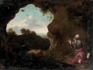 Saint Francis Praying In The Wilderness by Cornelis Van Poelenburch