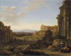Italian Landscape With The Rest On The Flight Into Egypt by Cornelis Van Poelenburch