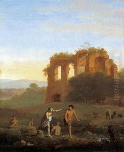 Paesaggio Arcadico Con Rovine E Bagnanti