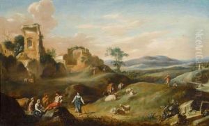 Landscape With Ruins, Herdsmen And Cattle.