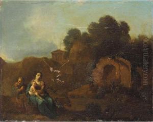 Rest On The Flight Into Eygpt by Cornelis Van Poelenburch