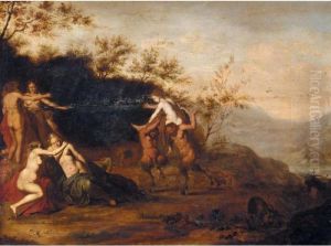 An Italianate Landscape With Nymphs And Satyrs by Cornelis Van Poelenburch