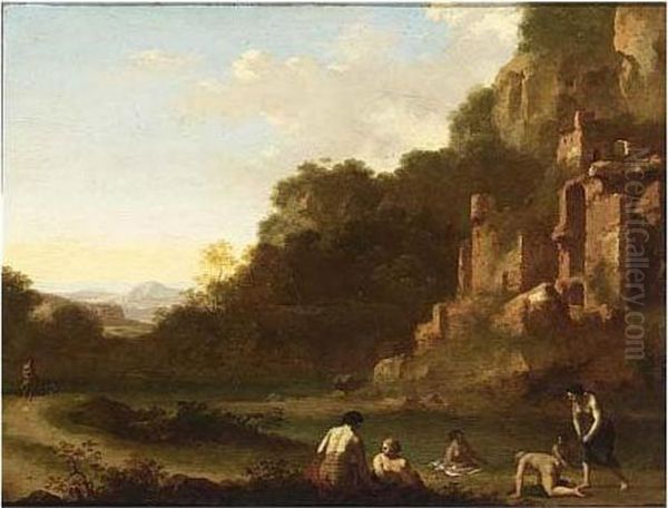 Nymphs Bathing In A Landscape With Ruins - view 1