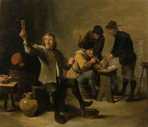 Boors smoking and drinking in an inn