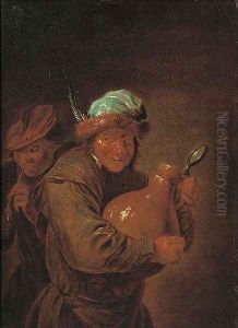 Peasants drinking and smoking in an interior 2 by David The Younger Teniers