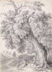 Traveller At Rest Under A Tree by Jacob Van Ruisdael
