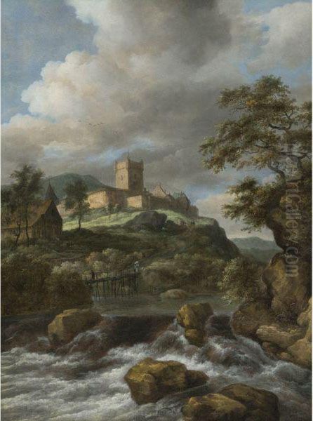 Waterfall With A Castle Beyond - view 1