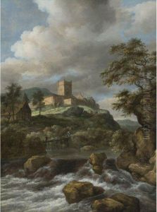 Waterfall With A Castle Beyond Waterfall With A Castle Beyond