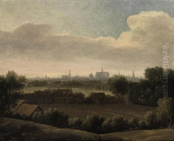Panoramic Landscape With A View Of Haarlem With The St. Bavokerk Inthe Distance - view 1