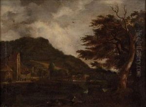 Landschaft Mit Ruine Undpersonenstaffage