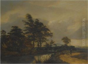A Landscape With Buildings Near A River