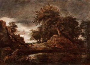 Paesaggio Con Corso D'acqua E Pescatore by Jacob Van Ruisdael