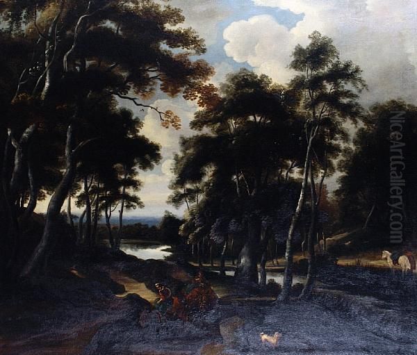 Travellers In A Wooded Landscape - view 1
