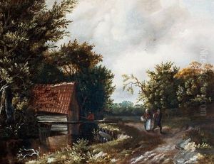 Viandanti Lungo Il Fiume by Jacob Van Ruisdael