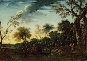 Waldlandschaft Mit Flusslauf Und Kleinem Wasserfall by Jacob Van Ruisdael
