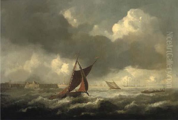 A Seascape With Shipping Off The Coast, Three-masters Beyond - view 1
