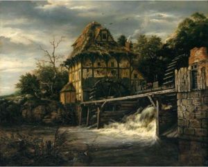 Two Undershot Water-mills With Men Opening A Sluice