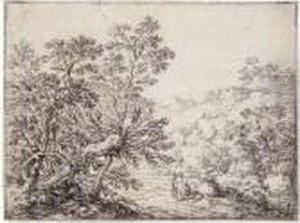 Landscape With Tobias And The Angel by Jacob Van Ruisdael