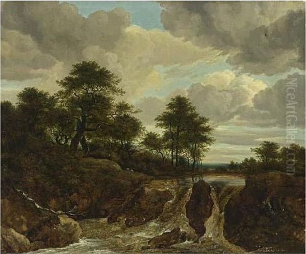 A Riverlandscape With A Waterfall In The Foreground - view 1