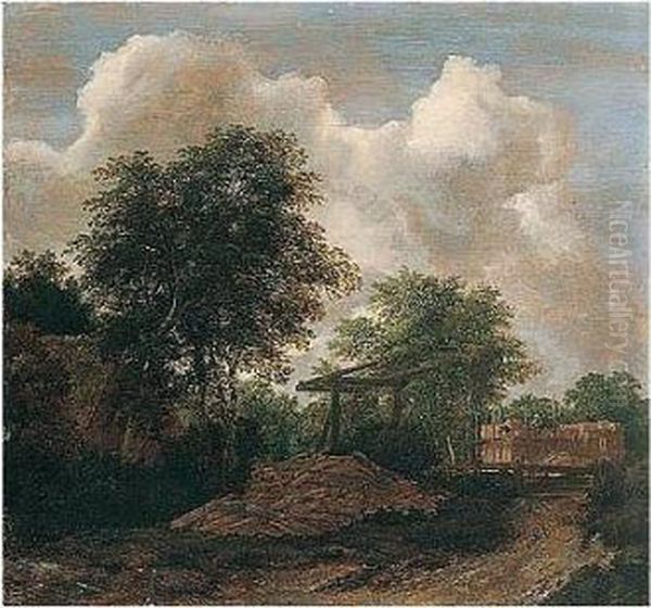 Wooded Landscape With Figures Building A House - view 1
