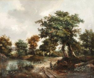 A Wooded River Landscape With Travellers Resting by Jacob Van Ruisdael