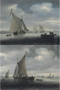 An Estuary Scene With A Kaag 
Close-hauled In A Light Breeze And Other Small Vessels Beyond