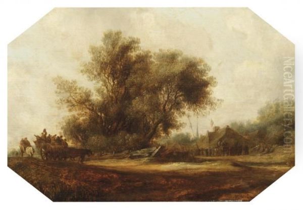 A Landscape With Travellers In A Cart Along A Path - view 1