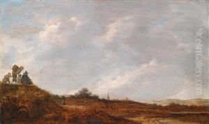 Dunenlandschaftmit Einem Zeichner Und Zuschauern by Salomon van Ruysdael