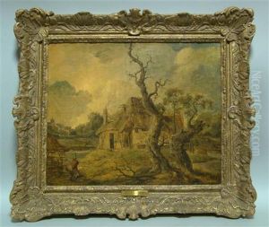 Landscape With Cottage And A Laborer Gathering Wood by Salomon van Ruysdael