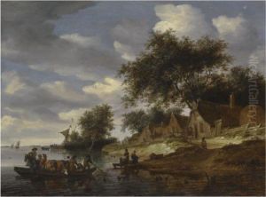 A River Landscape With Figures
Crossing To The Shore On A Cattle Ferry, With Washerwomen On The Bank A River Landscape With Figures
Crossing To The Shore On A Cattle Ferry, With Washerwomen On The Bank